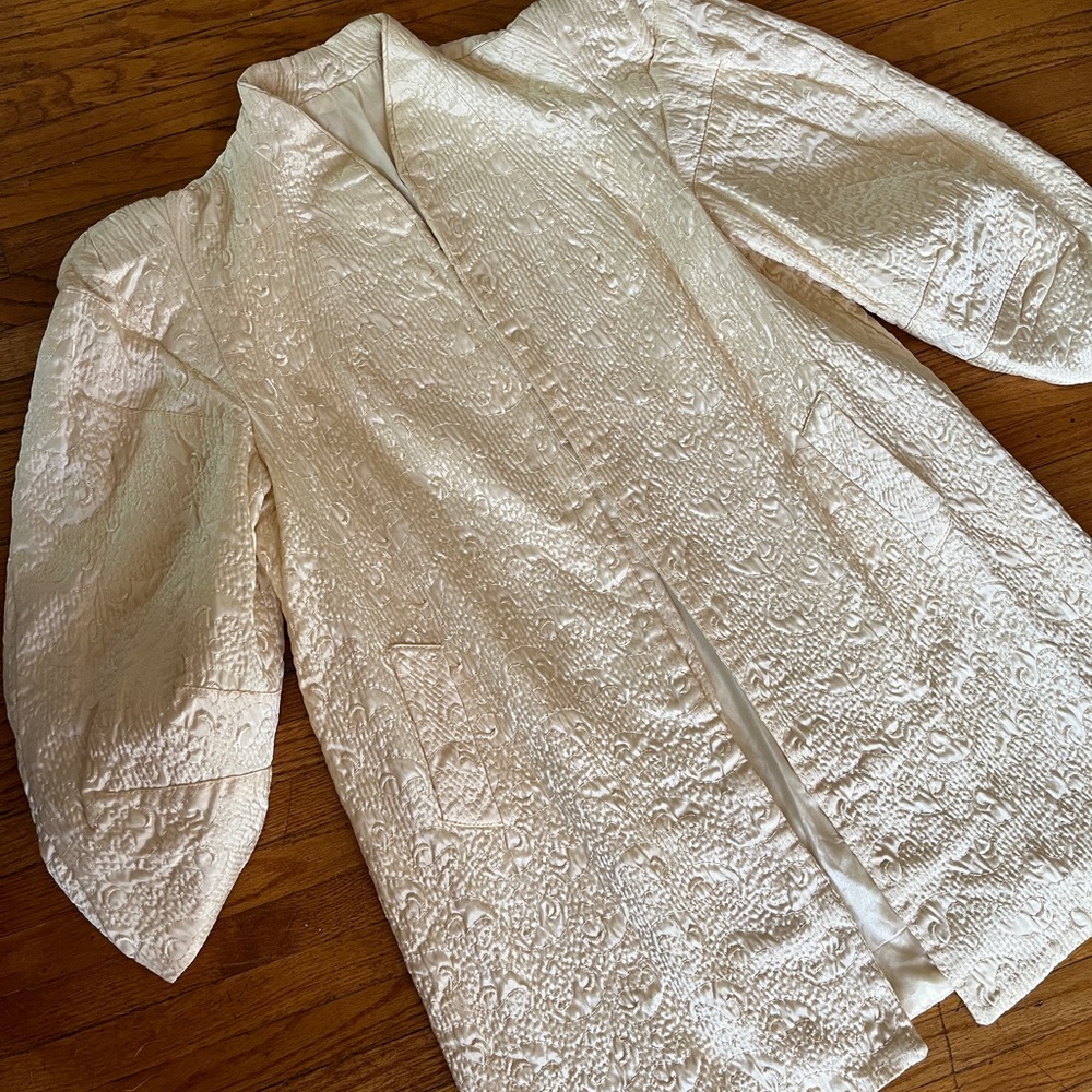 1940s Taffeta Quilted Trapunto Evening Jacket